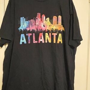 Black T-Shirt with Colorful Atlanta Skyline